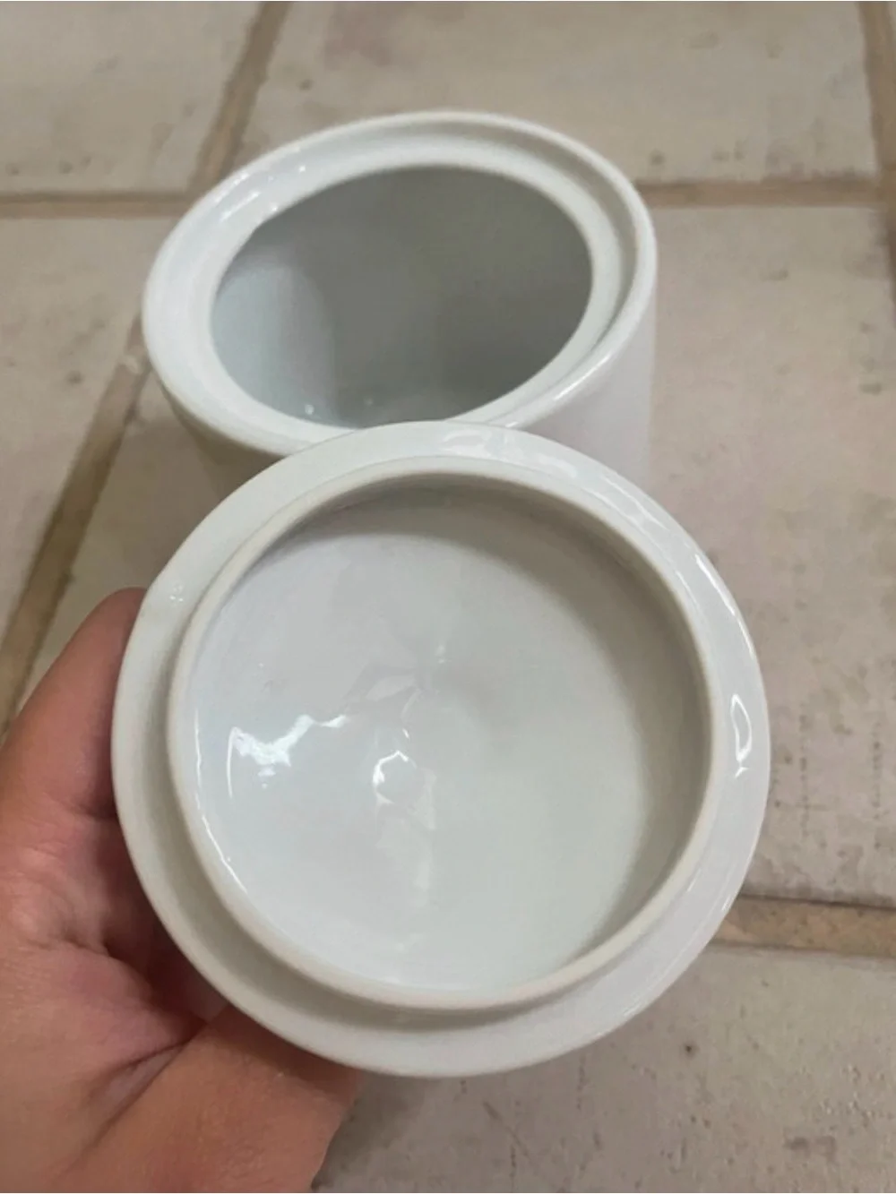 Minimalist White Ceramic Sugar Bowl or Salt Cellar with Knob Lid